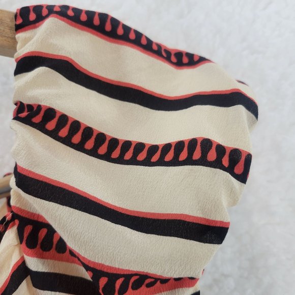 Anna Sui For Gossip Girl 100% Silk Striped Pleated Summer Dress Women's Size  1 - Picture 5 of 13